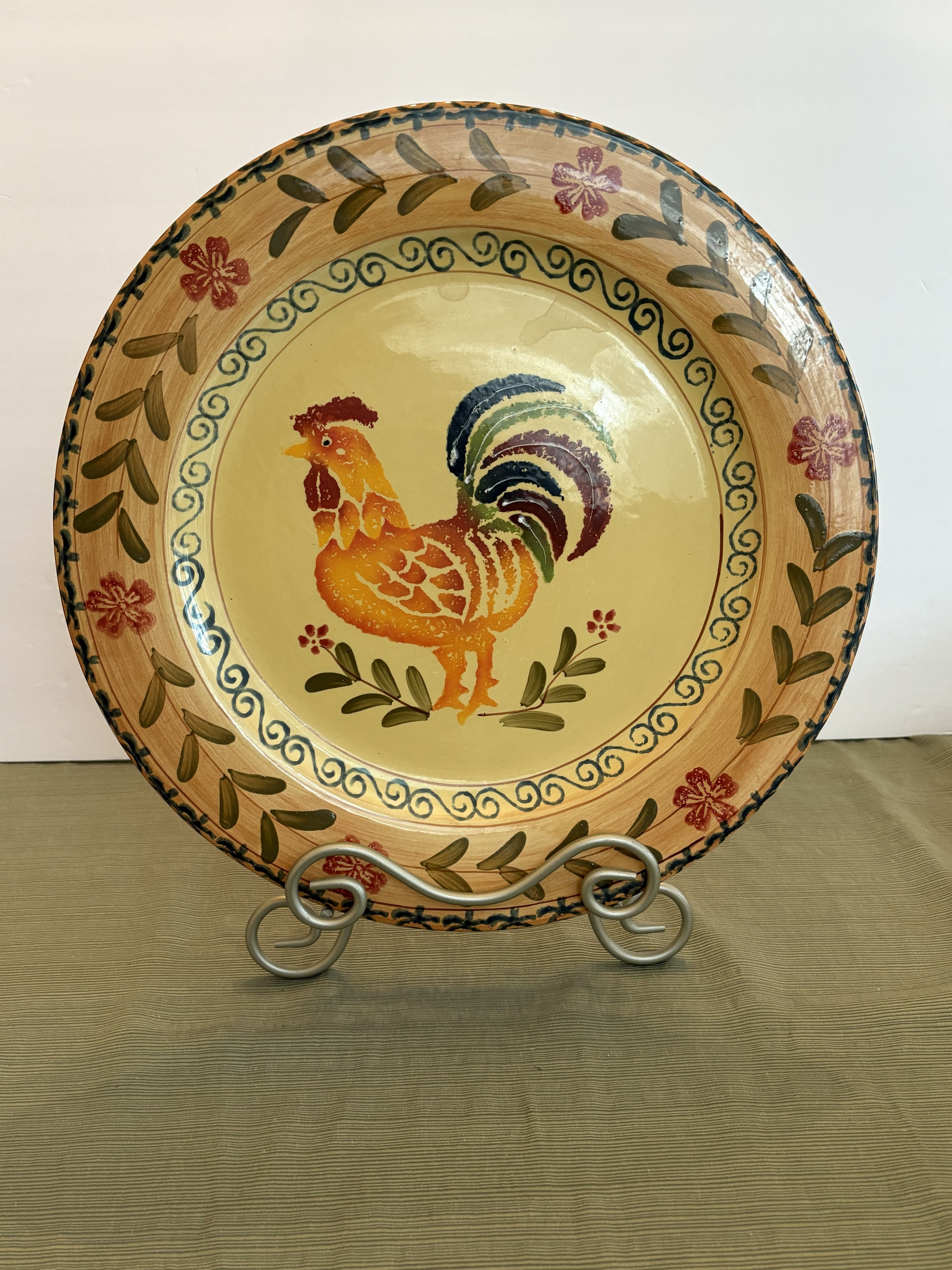 Certified International 'Chanticleer Rooster' Decorative Plate — Discontinued French Country Pattern, Hand-Painted Style