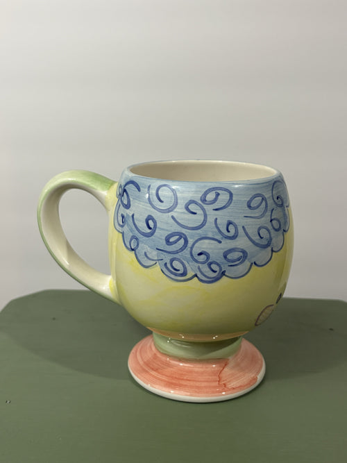 Centrum Ceramics "Hen Party" Footed Mug by Conrad Celi — Whimsical Hand-Painted Hen with Glasses
