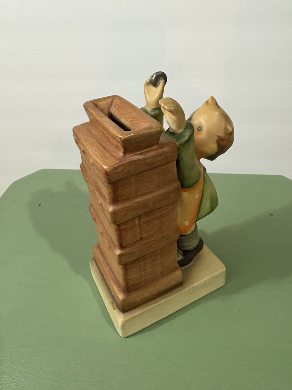 Vintage Goebel Hummel "Little Thrifty" Coin Bank HUM 118 — Hand-Painted German Porcelain Figurine with Original Lock and Key Plate