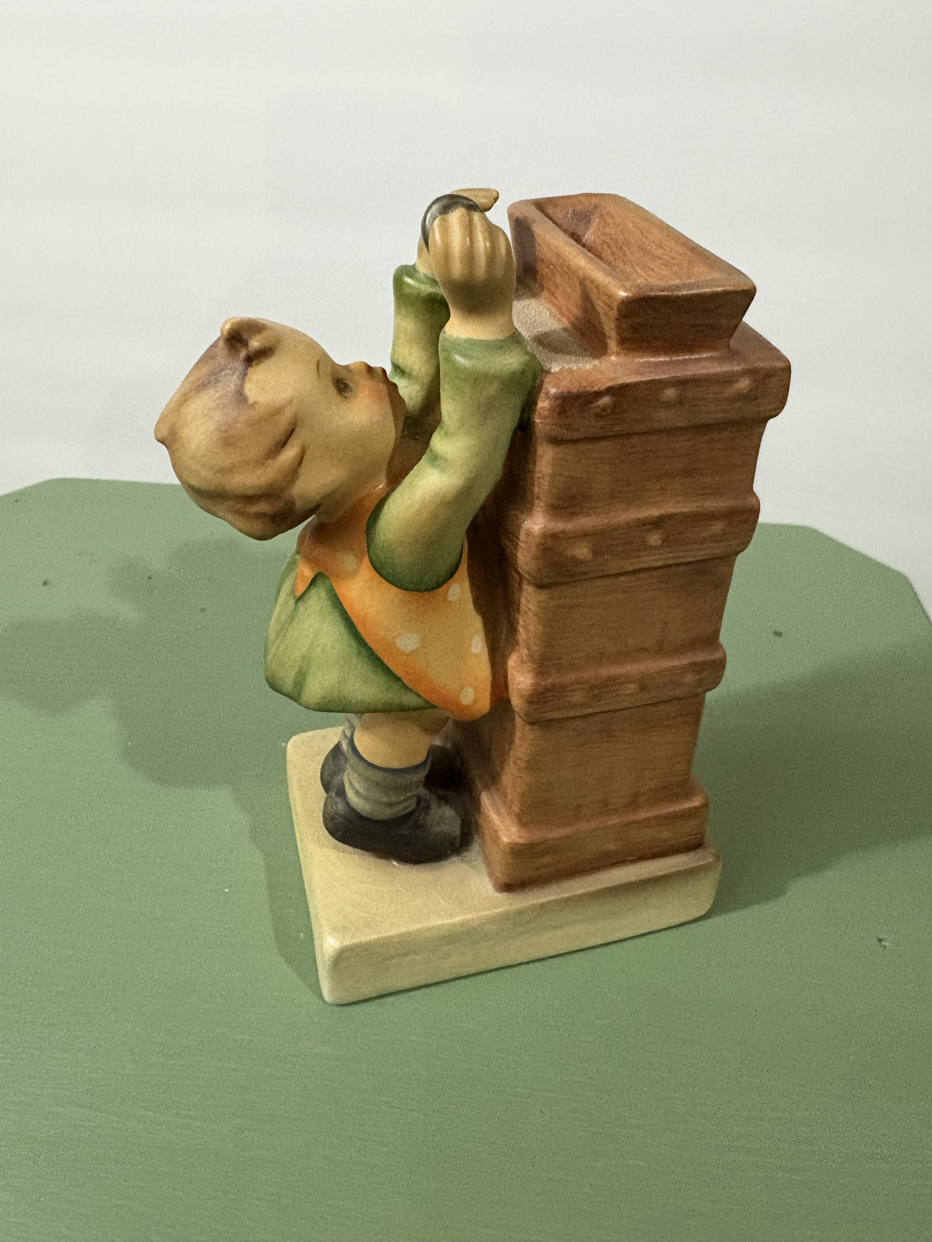 Vintage Goebel Hummel "Little Thrifty" Coin Bank HUM 118 — Hand-Painted German Porcelain Figurine with Original Lock and Key Plate