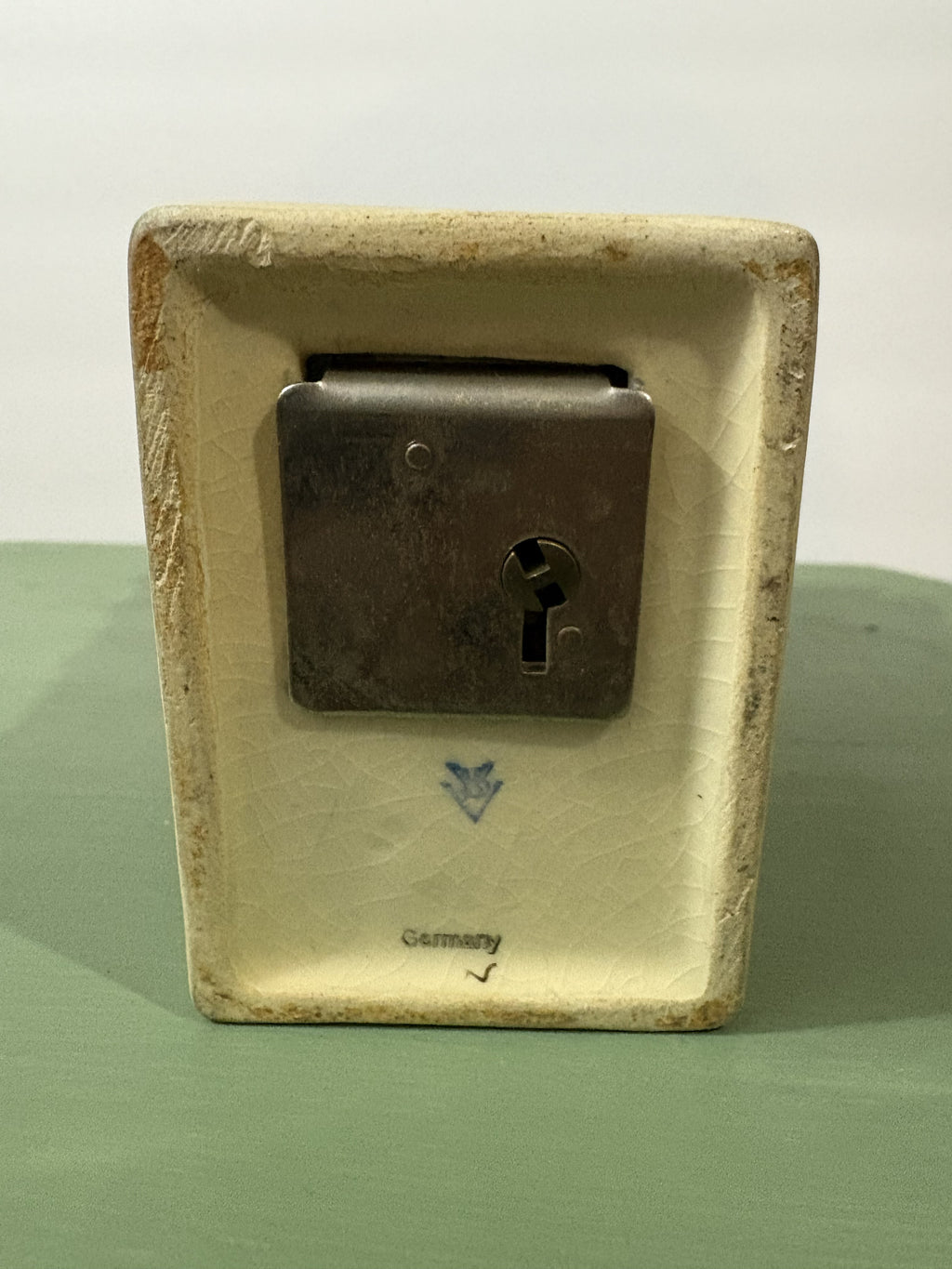 Vintage Goebel Hummel "Little Thrifty" Coin Bank HUM 118 — Hand-Painted German Porcelain Figurine with Original Lock and Key Plate