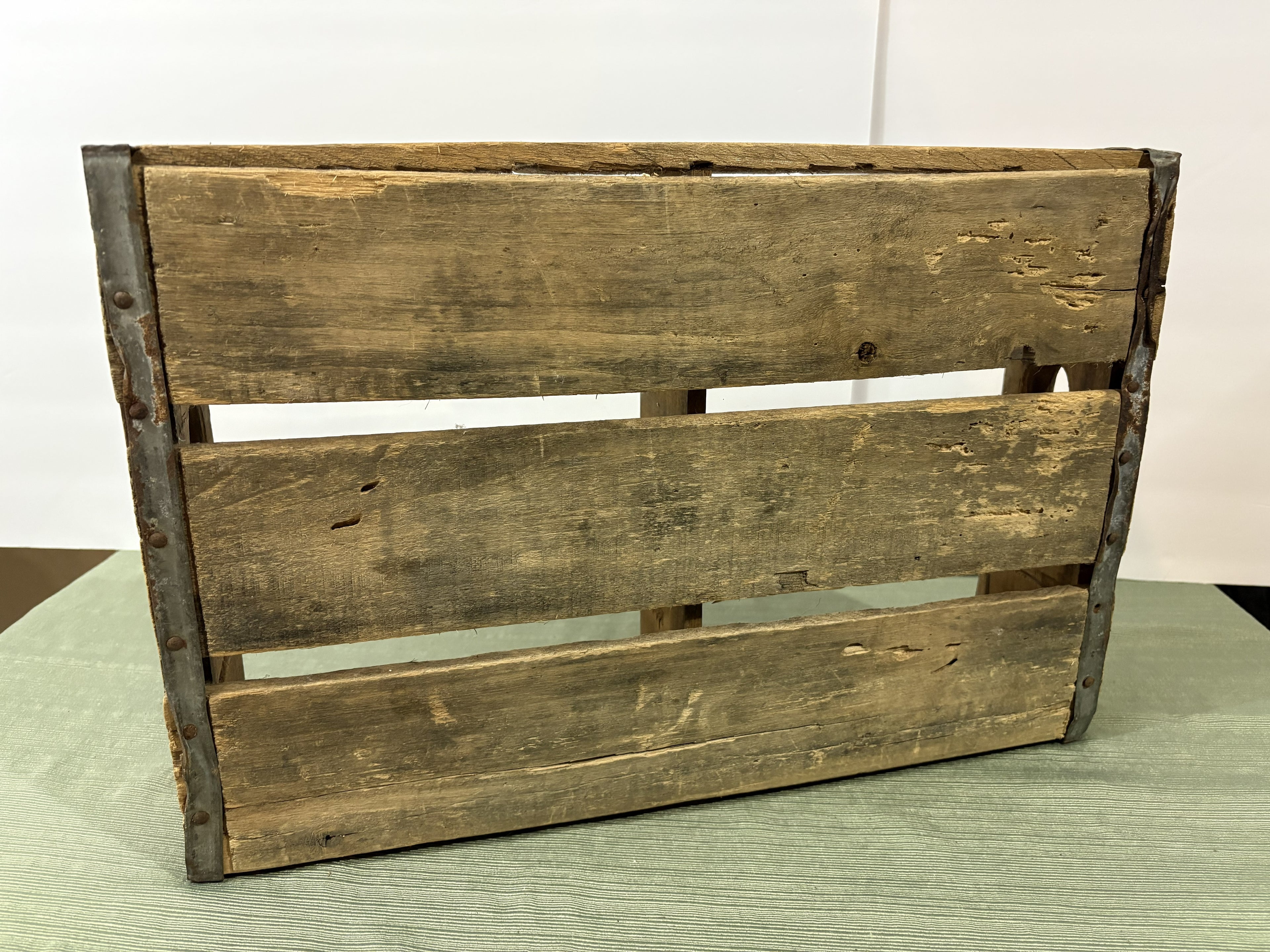 Vintage 1960s-70s Pepsi Cola Wooden Bottle Crate — Authentic Red PEPSI Logo, Divided Compartments, Metal Reinforced Corners