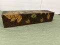 Edwardian Pyrography Wood-Burned Glove Box — Art Nouveau Floral Design with Original Pink Silk Ruched Lining