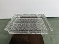 Pressed Glass Divided Relish Tray with Daisy & Button Pattern — Mid-Century Rectangular Serving Dish