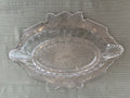 Pressed Glass Oval Serving Tray with Embossed Leaves and Art Deco Detailing