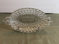 Pressed Glass Olive Relish Dish with Diamond Lattice Pattern — Small Oval Serving Dish