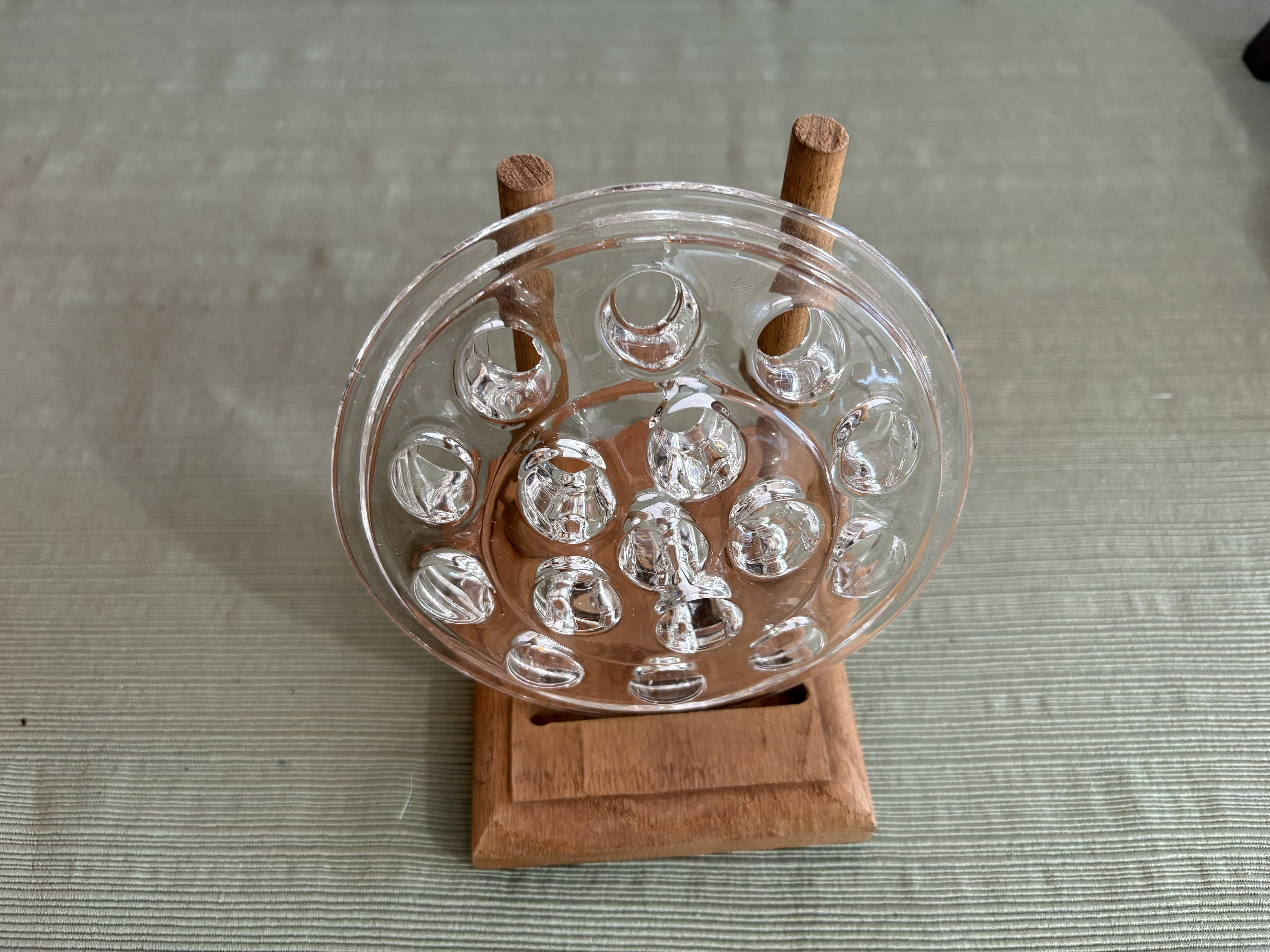 Vintage Clear Glass Flower Frog with Multiple Stem Holes — Mid-Century Floral Arrangement Tool, Functional Vintage Floristry