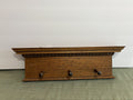 Solid Oak Wall-Mounted Coat Rack with Display Shelf — Three Shaker Pegs, Decorative Molding, Entryway Organizer