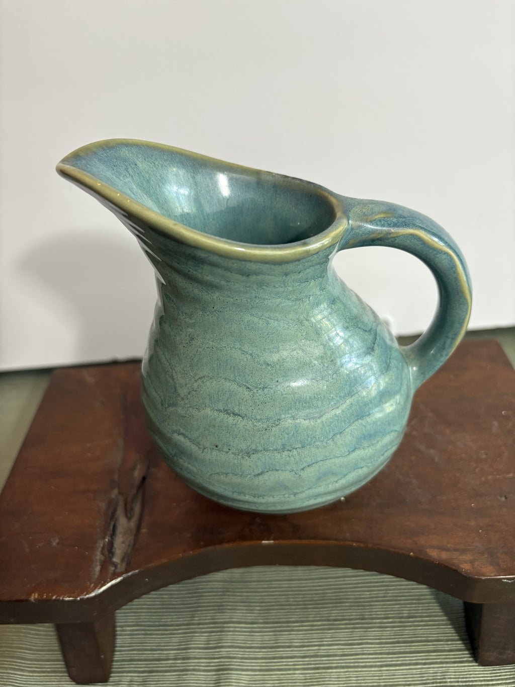 Pfaltzgraff "Seychelles" Stoneware Pitcher — Blue-Green Drip Glaze, Modern Coastal Kitchen Decor