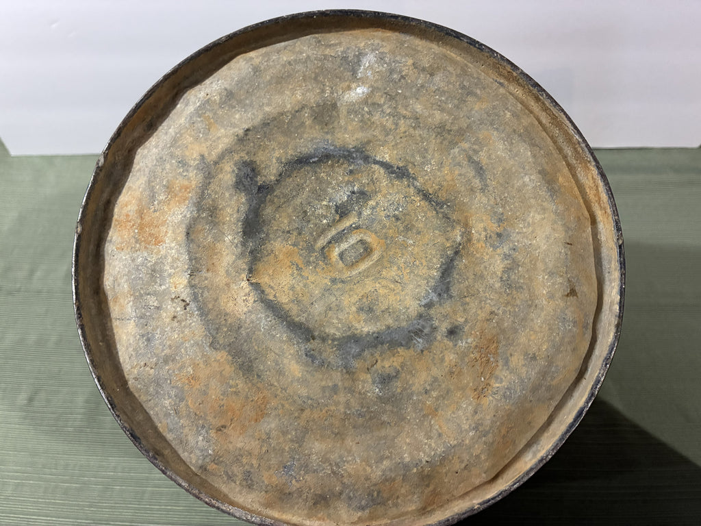 Vintage Galvanized Steel Bucket with Wire Bail Handle — Authentic Patina Farmhouse Pail, Mid-Century